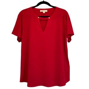 Michael Michael Kors Red Cutout Boxy T-Shirt Casual Top Size XL